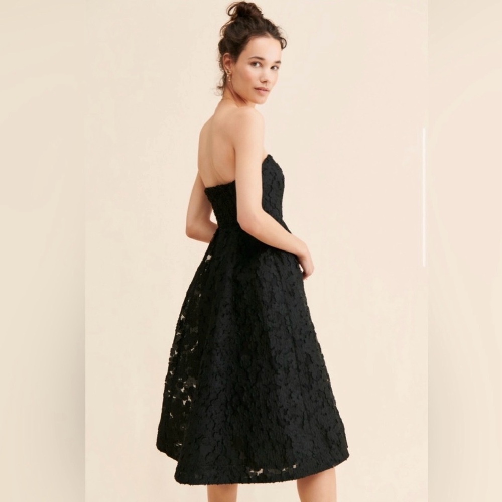 Anthropologie Black Lace Strapless Midi Dress - Picture 2 of 5